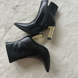 Target Black Heeled Boots with Gold Accent